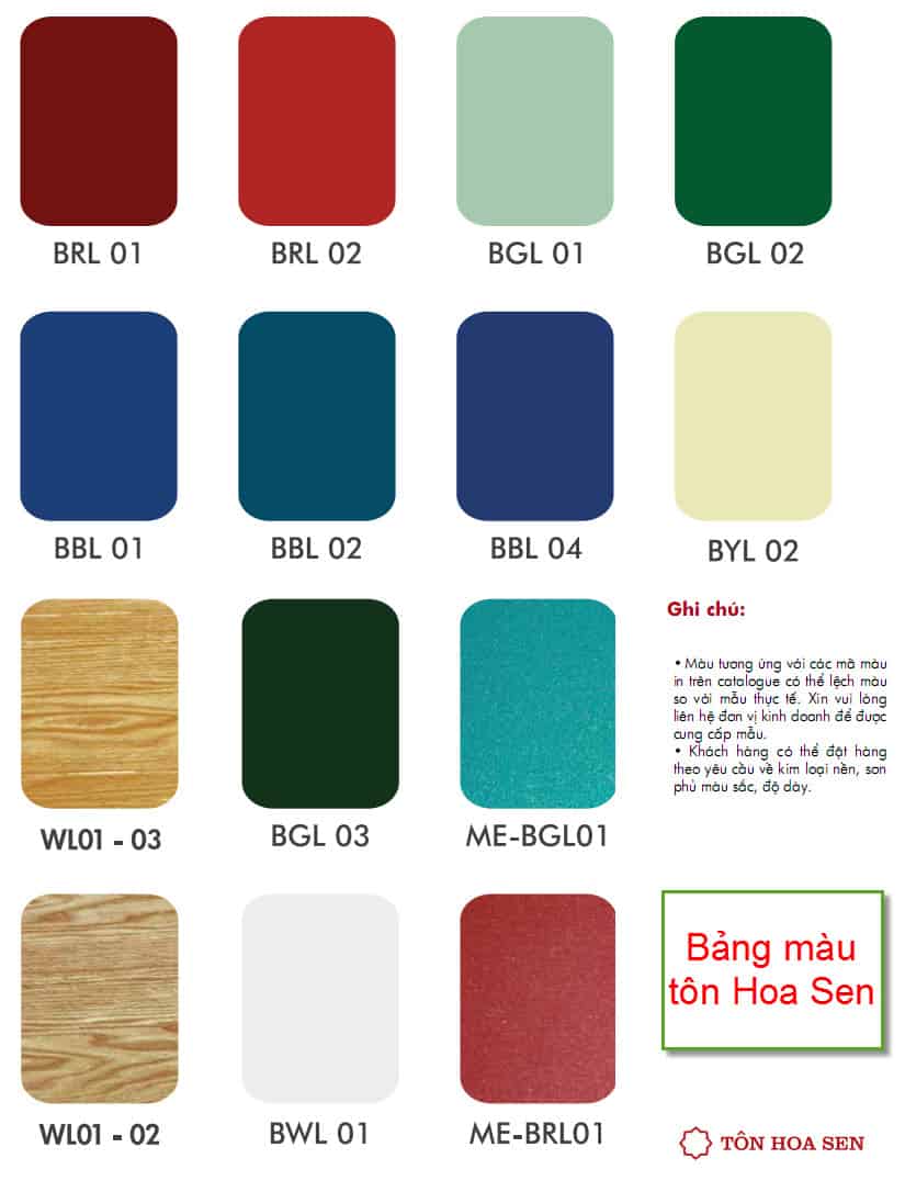 Bảng màu tôn